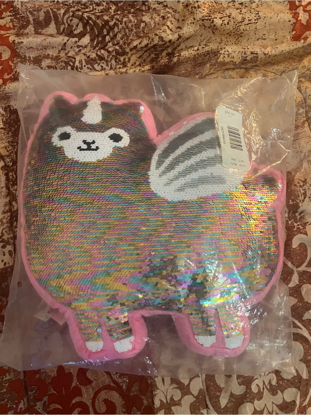 Justice flip sequin llamacorn decorative plush pillow